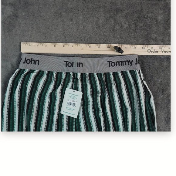 Tommy John Second Skin Men Pajama Pants Medium striped‎ Green Silky Non-pilling - Picture 3 of 6